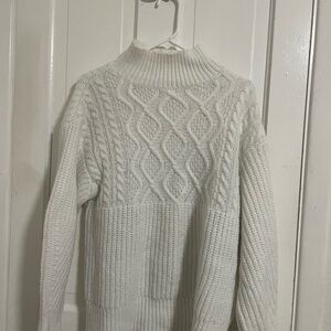 Women's White Cable Knit Sweater